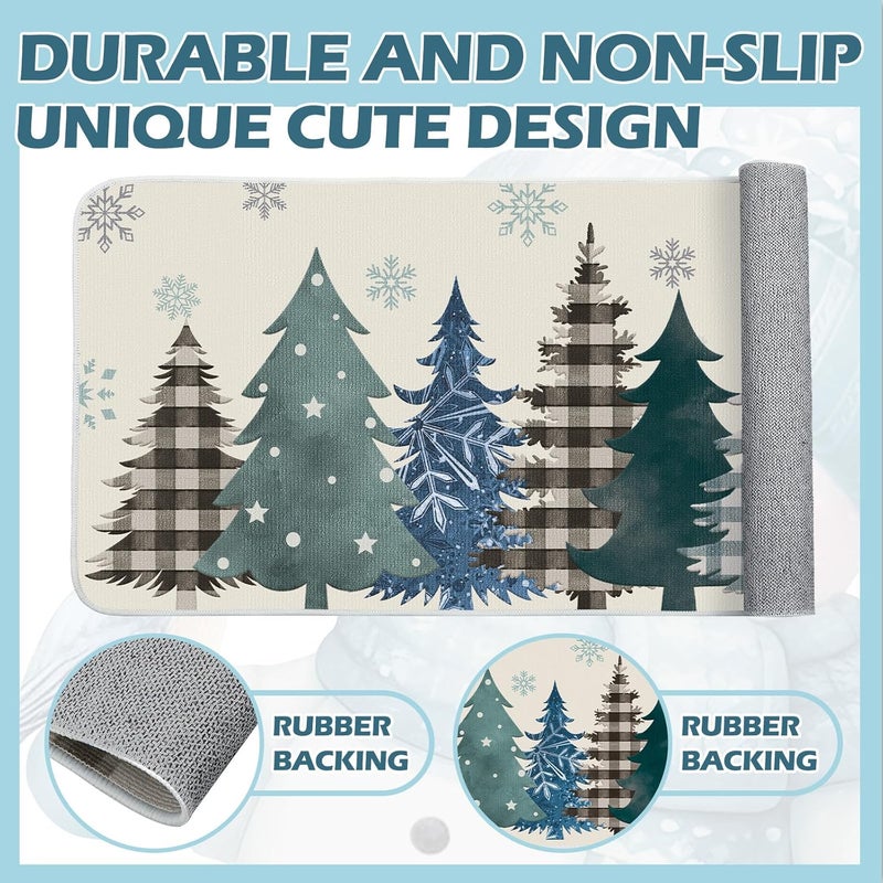 Layhit 3 Pcs Blue Snowman Christmas Kitchen Rugs and Mats Set Let It Snow Winter Kitchen Mats Absorbent Anti Fatigue Snowflakes Mat for Xmas Party Home Decor 20'' x 59'',20'' x 47'',20'' x 32'' - Image 5